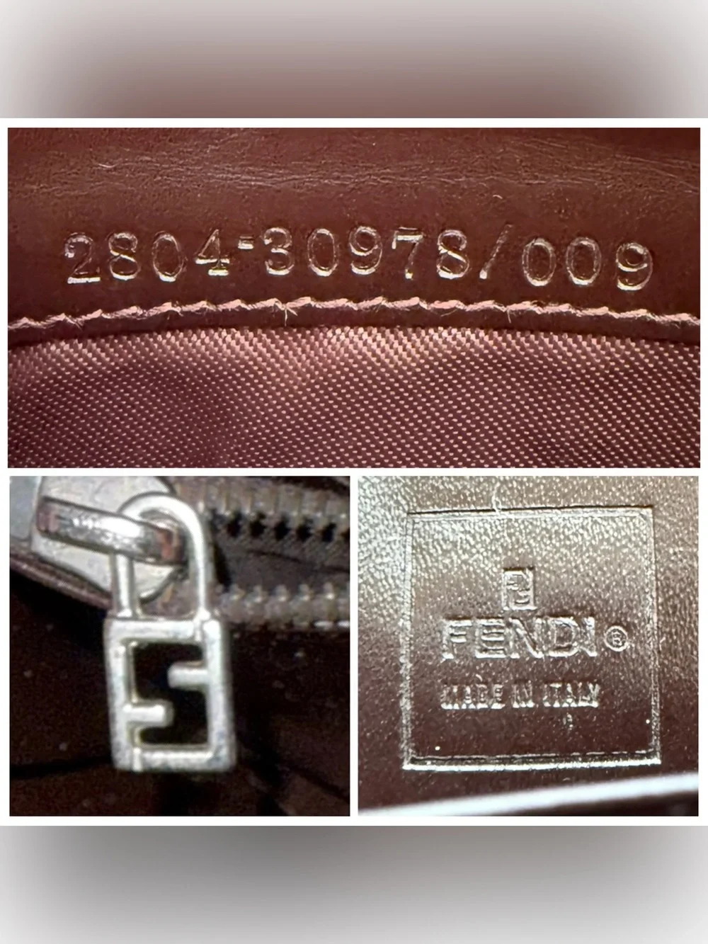 Fendi Monogram Canvas and Leather Zip Wallet in Dark Brown with Silver Hardware